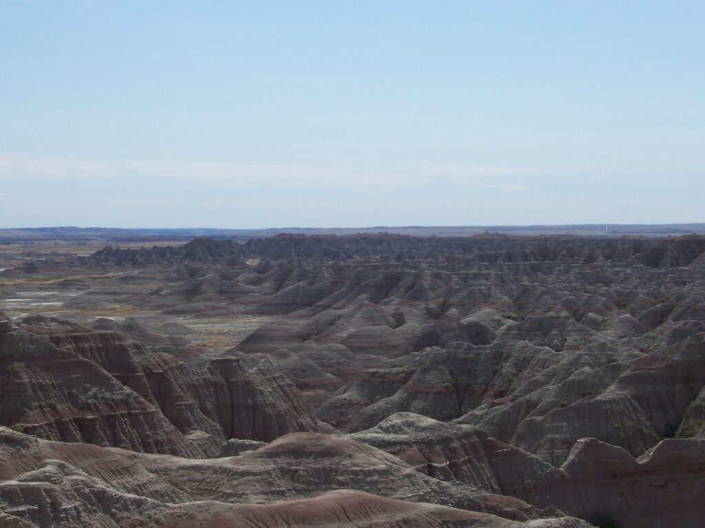 View looking over the Badlands National Park
